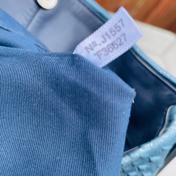 Coach Navy Blue Iridescent Python Embossed Leather Tote F36627 - Picture 13 of 16